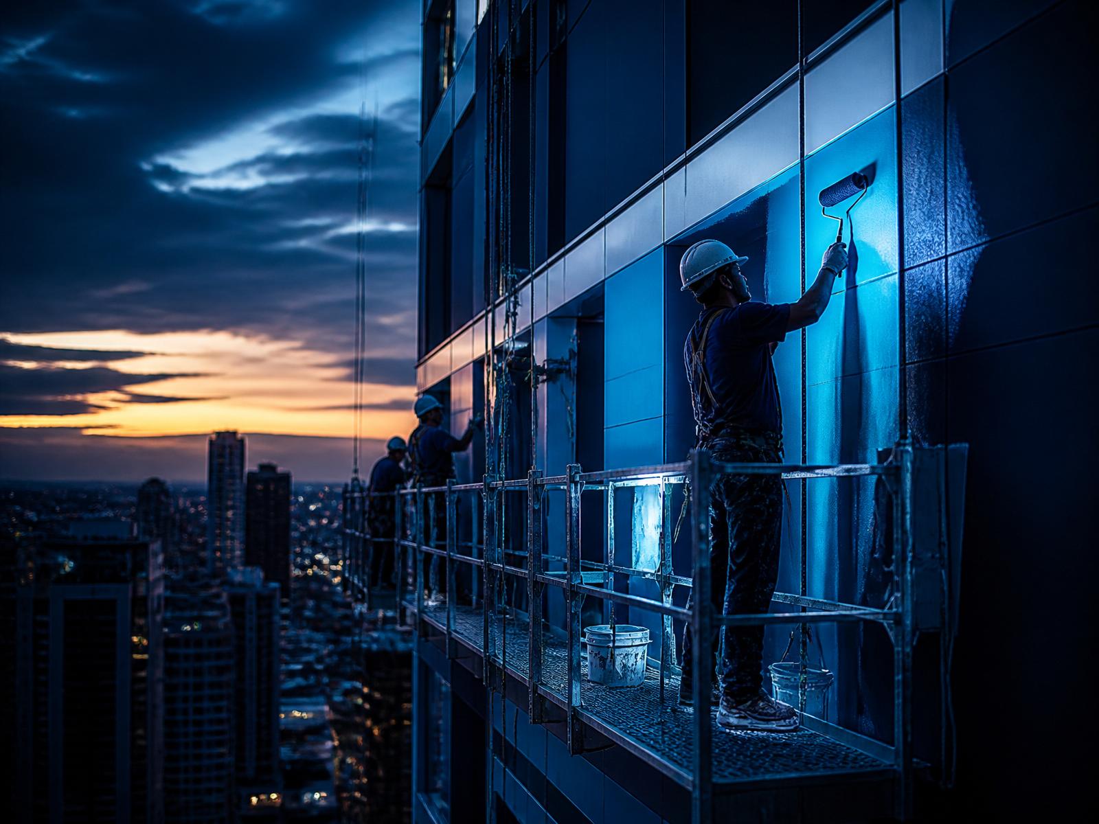 Pintura predial e serviços em altura em fachada urbana